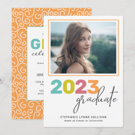Trendig Colorful Lettering Modern Grad Party Inbjudningar
