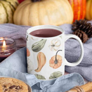 Trendig Colorful Pumpkin Mönster Höst vibes Två-Tonad Mugg