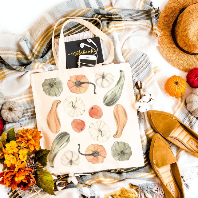 Trendig Colorful Pumpkin Mönster | Höst vibes Tygkasse (Skapare uppladdad)