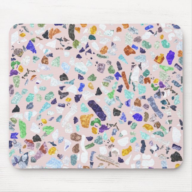 Trendig Colorful Shiny Stones Terrazzo Rosa Design Musmatta (Framsidan)