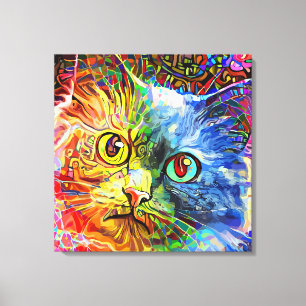 Trendig Colorful Tabby katt Canvastryck