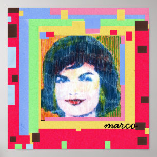 Trendig Colorful Watercolor Jackie Kennedy collage Poster
