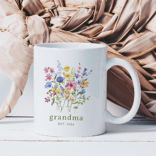 Trendig Colorful Wildblommor Grandma Kaffemugg