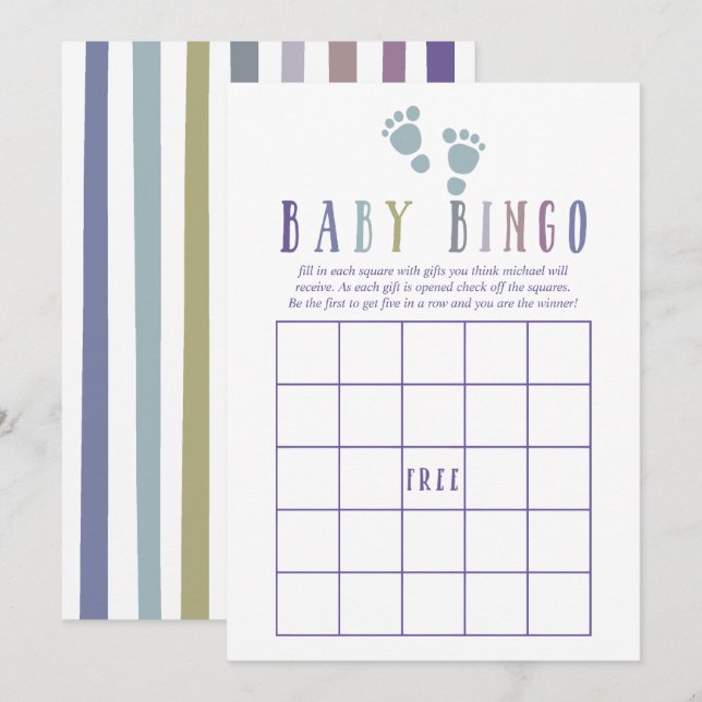 Trendig Colorways Boy Shower Baby Bingo Inbjudningar (Fram/baksida)