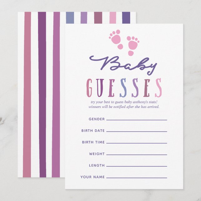 Trendig Colorways Girl Baby Shower Baby Guesses Inbjudningar (Fram/baksida)