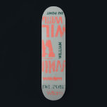 Trendig Colorways Typography Ord Cloud Skateboard<br><div class="desc">Skateboard Designer in accents of Living coral, storm grått and forest biome. Effekten av det här trendiget av gatutextbaserad design beror på längden på ditt namn. Välj "Klicka för att anpassa ytterligare" grund i "Anpassa den här mallen" för att få det utseende du vill ha. Du kan också göra bakgrunden...</div>