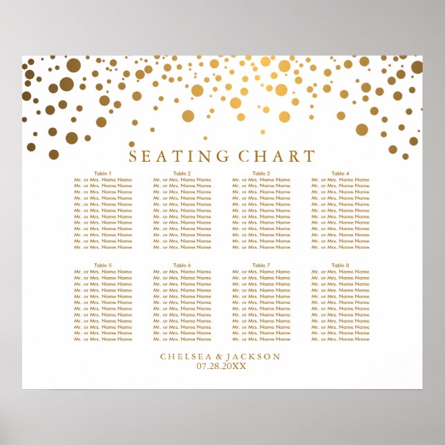 Trendig Confetti Golden Dots - Sittdiagram Poster (Framsidan)