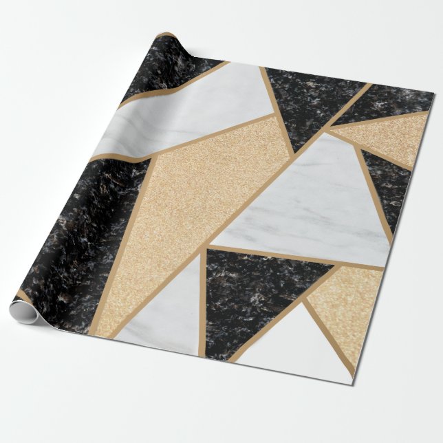 Trendig cool geometrisk marmortextur presentpapper (Utrullad)