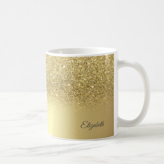 Trendig Cool Guld Glitter,Silver - Personlig Kaffemugg (Höger)