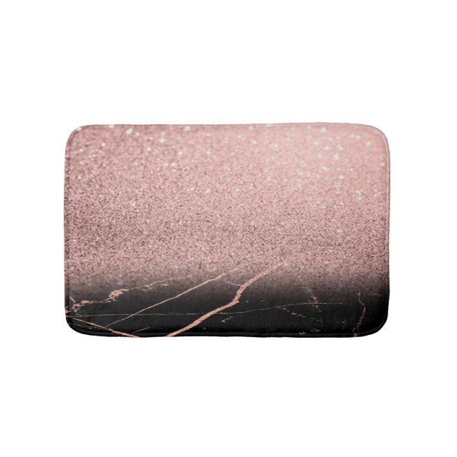 Trendig cool marmorerad sten, rosa guldglitter badrumsmatta (Framsidan)