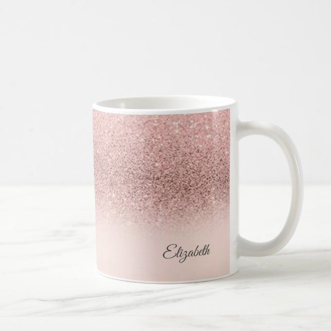 Trendig Cool Rosa Guld Glitter  - Personlig Kaffemugg (Höger)