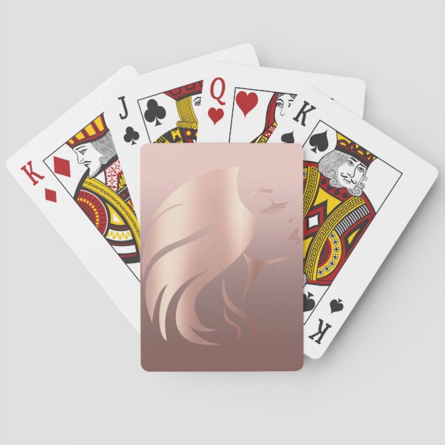 Trendig cool tjej ansikts siluett casinokort (Baksidan)