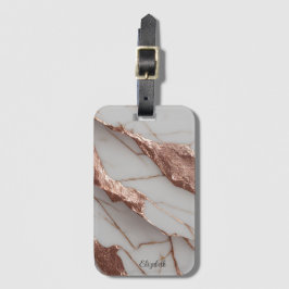 Trendig Copper Glitter Marble Bagagebricka