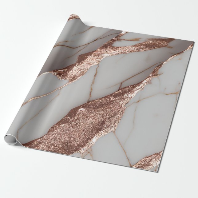 Trendig Copper Glitter Marble Presentpapper (Utrullad)