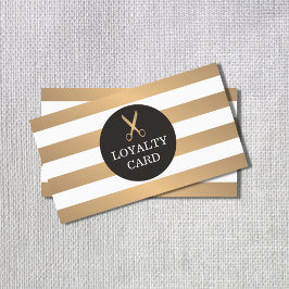 Trendig Copper Stripe Grått Hair Salon Loyalty Car Lojalitetskort