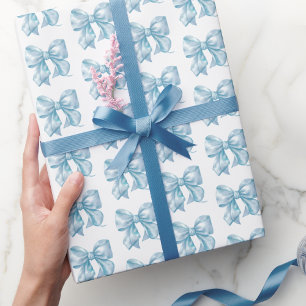 Trendig Coquette Baby blue Bow Mönster Presentpapper