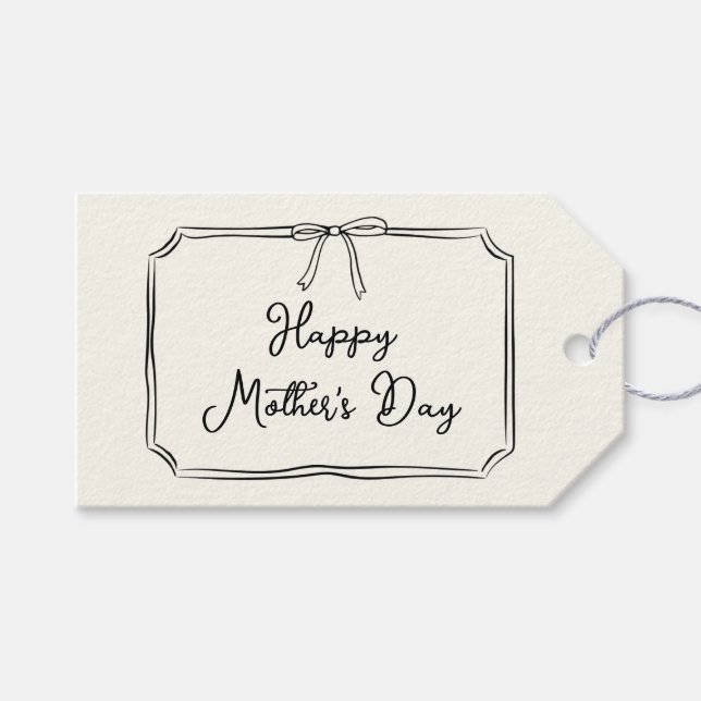 Trendig Coquette Bow Lycklig Mors dag Champagne Presentetikett (Framsidan (Horisontell))
