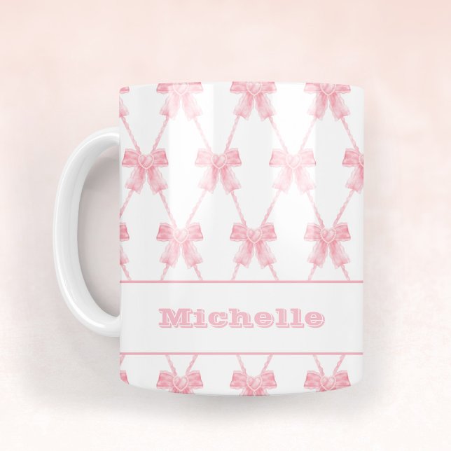Trendig Coquette Bridesmaid Rosa Bow Kaffemugg (Trendy Coquette Pink Bow Coffee Mug)