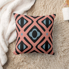 Trendig Coral Blue and Black Tribal Mönster Kudde