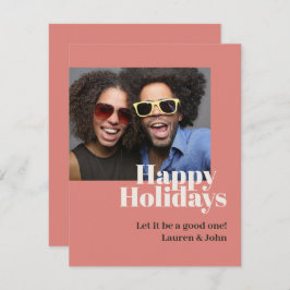 Trendig Coral Fold Script Photo Julkort