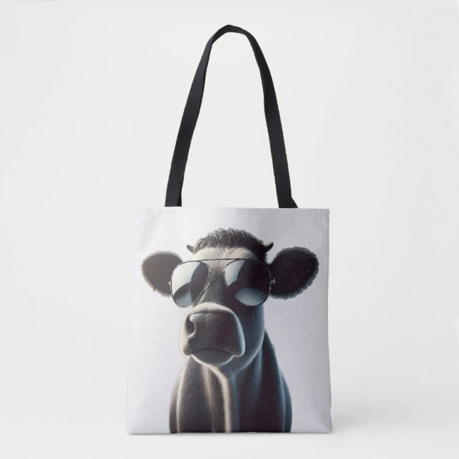 Trendig Cow i solglasögon Tygkasse (Framsida)