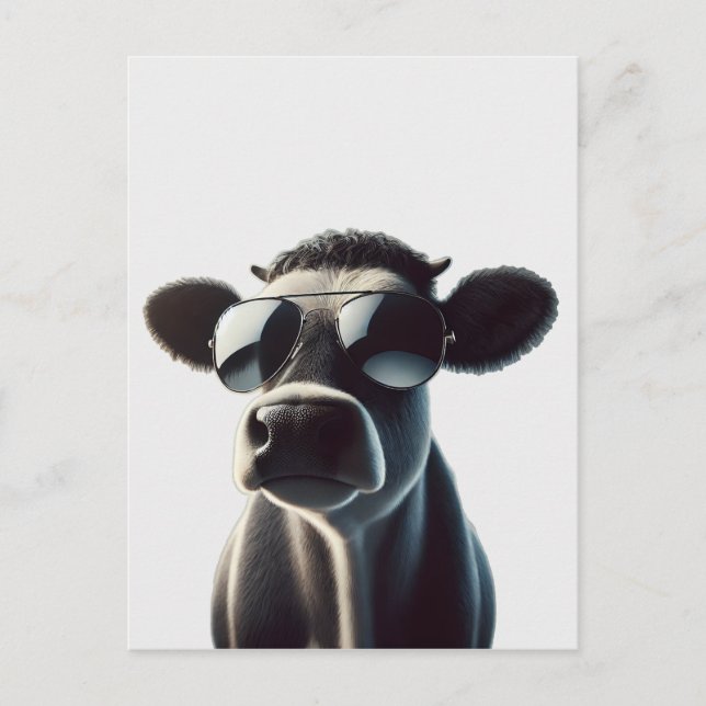 Trendig Cow i solglasögon Vykort (Framsida)