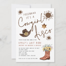 Trendig Cowgirl Disco Glitter Bachelorette Party Inbjudningar