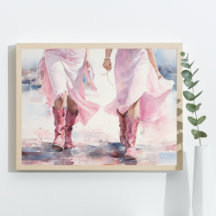 Trendig Cowtjejer Boots Watercolor Walking on Beac