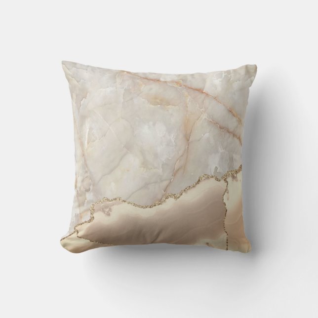 Trendig Cream Marble Stone Struktur Guld Touch Kudde (Framsida)