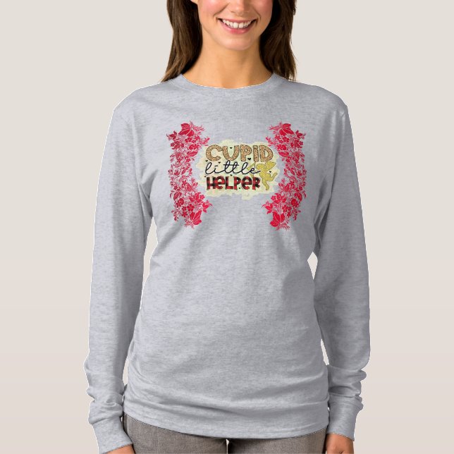 Trendig Cupid Valentines day Långärmad T Shirt (Framsida)