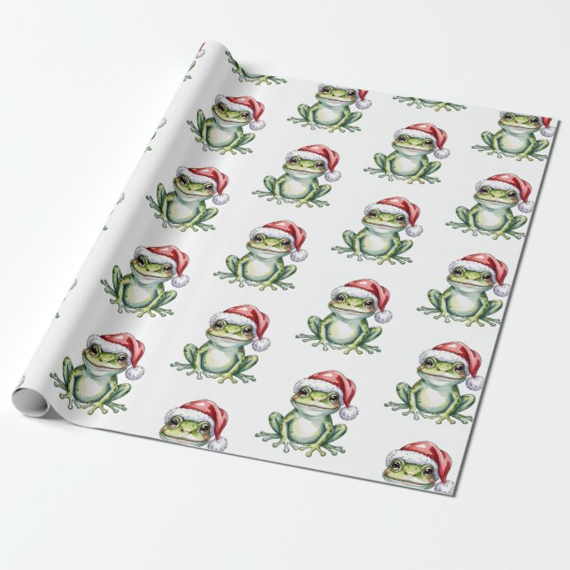 Trendig Cute Frog Santa Hat jul Presentpapper (Utrullad)