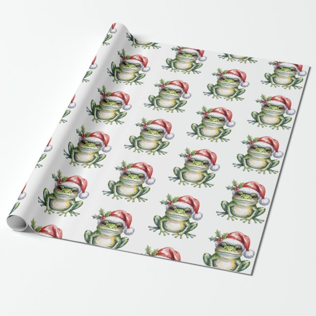 Trendig Cute Frog Santa Hat jul Presentpapper (Utrullad)
