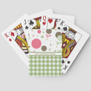 Trendig Cute Gingham Polka dots med Namn Kortlek