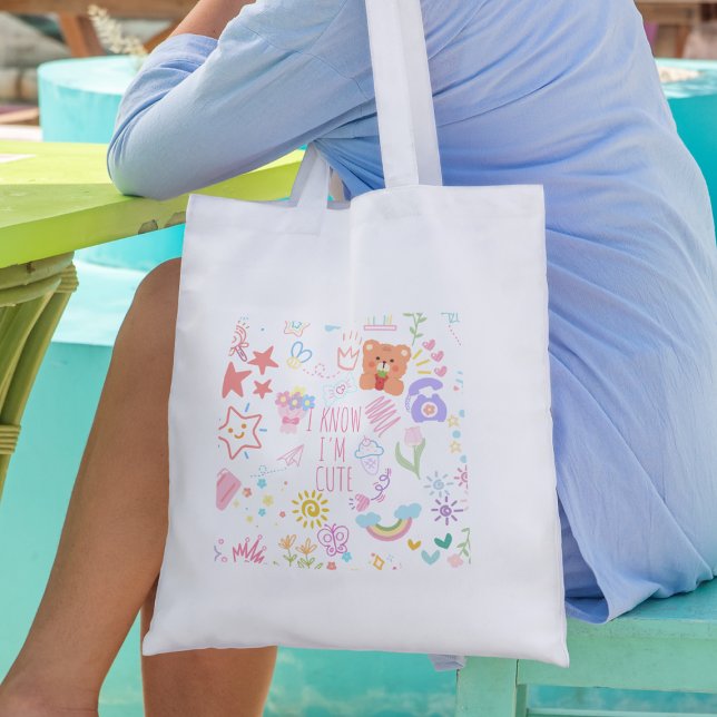 Trendig Cute Girly Doodle Tote Bag Tygkasse (Skapare uppladdad)