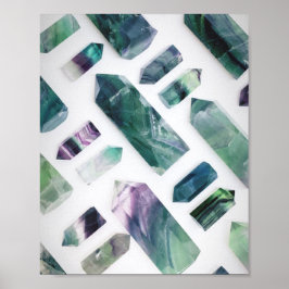 Trendig Cute Grönt Fluorite Crystal Stone Mönster Poster