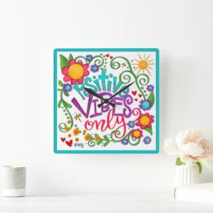 Trendig Cute Kids Unitive Vibes Inspiritivity Fyrkantig Klocka