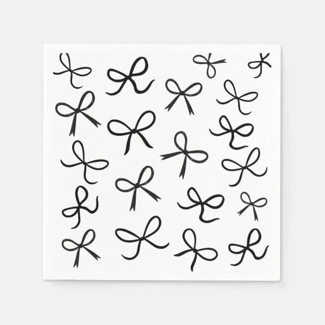 Trendig Cute Little Black Bows White Pappersservett (Framsidan)
