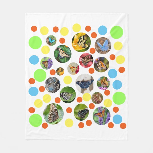 Trendig Cute Modern Butterflies Polka dots Kids Fleecefilt (Framsidan)