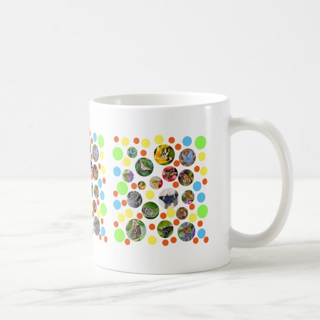 Trendig Cute Modern Butterflies Polka dots Kids Kaffemugg (Höger)