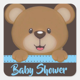 Trendig Cute Nalle Boy Shower Fyrkantigt Klistermärke