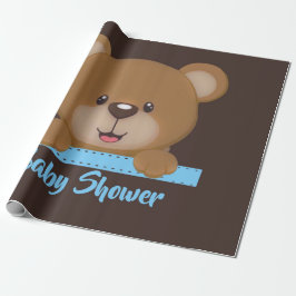 Trendig Cute Nalle Boy Shower Presentpapper