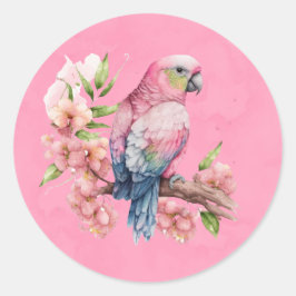 Trendig Cute Parrot Bird Rosa Girl Baby Shower Cla Runt Klistermärke