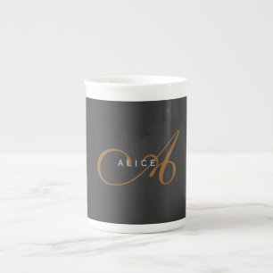 Trendig Cute Plain Monogram Initial Namn Benporslin Mugg