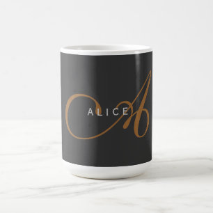 Trendig Cute Plain Monogram Initial Namn Kaffemugg
