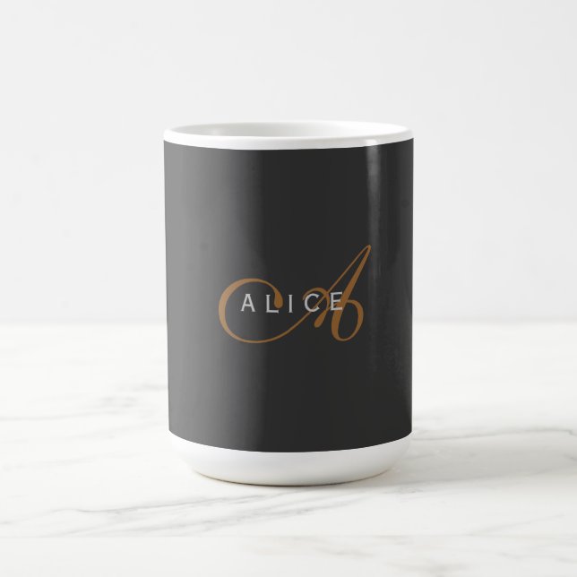 Trendig Cute Plain Monogram Initial Namn Kaffemugg (Center)