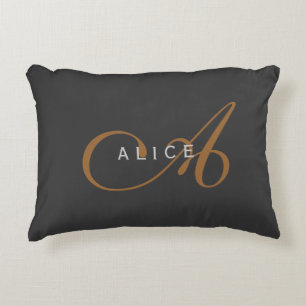 Trendig Cute Plain Monogram Initial Namn Prydnadskudde