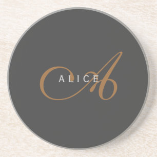 Trendig Cute Plain Monogram Initial Namn Underlägg