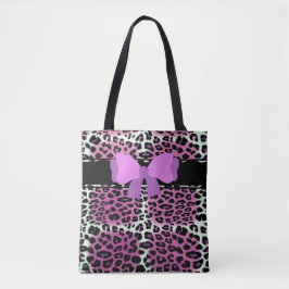 Trendig Cute Rosa Black White Leopard Personlig Tygkasse