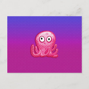 Trendig Cute Rosa och Lila Octopus Vykort