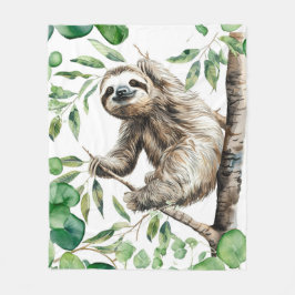 Trendig Cute Sloth i A Träd Fleecefilt